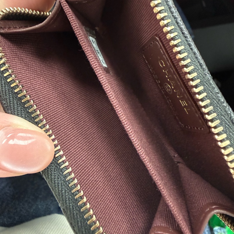 Chanel 經典荔枝牛皮拉鏈款 零錢包 卡包 全新閑置-3