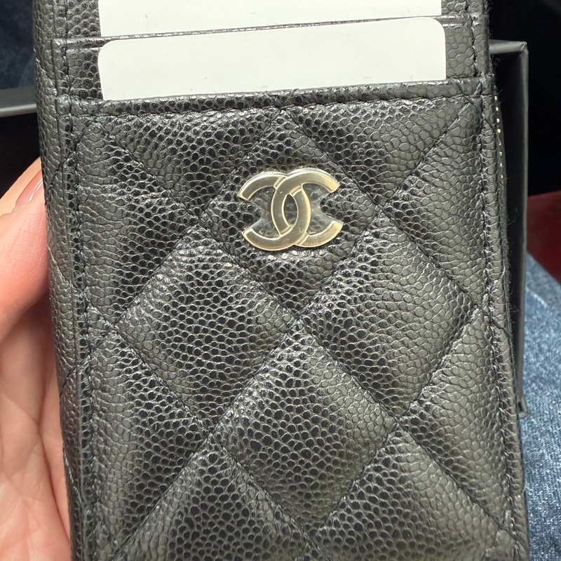 Chanel 經典荔枝牛皮拉鏈款 零錢包 卡包 全新閑置-4