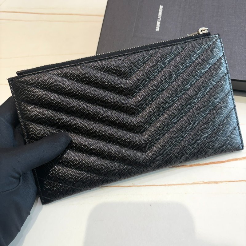 *SHIHNA名牌精品* YSL黑銀 魚子醬紋皮革Monogram 信封手拿包-5