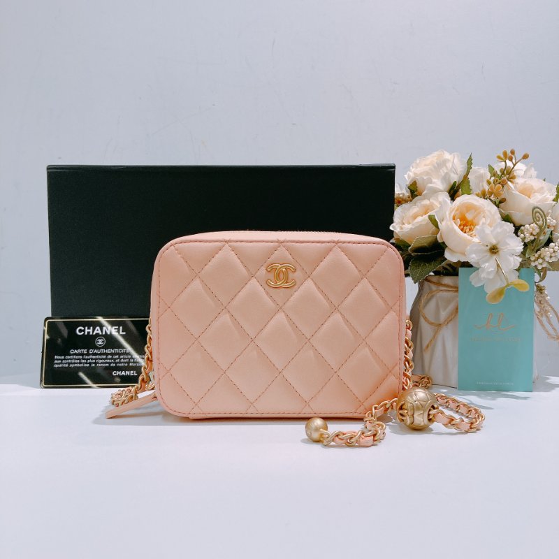 TW4751 Chanel 香奈兒小羊皮珊瑚粉金球相機包 Camera Bag With Ball Chain Lambskin Coral Pink x GHW-15