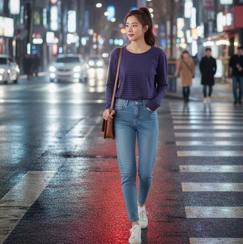 BURBERRY 藍標 紫色橫條戰馬棉質上衣-1