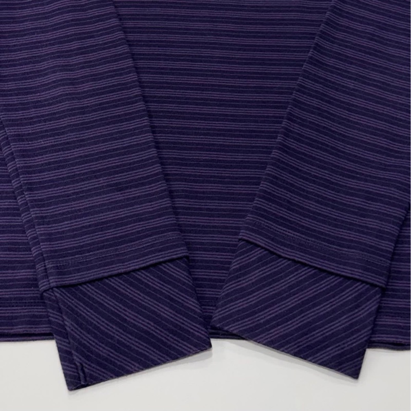 BURBERRY 藍標 紫色橫條戰馬棉質上衣-5