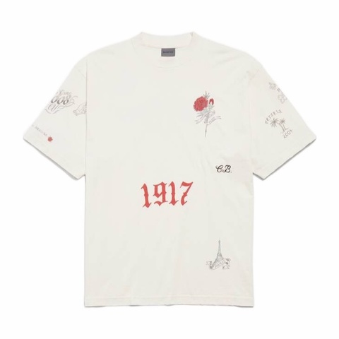 Balenciaga 男士 中號紋身圖案T恤XS S M L XL碼
