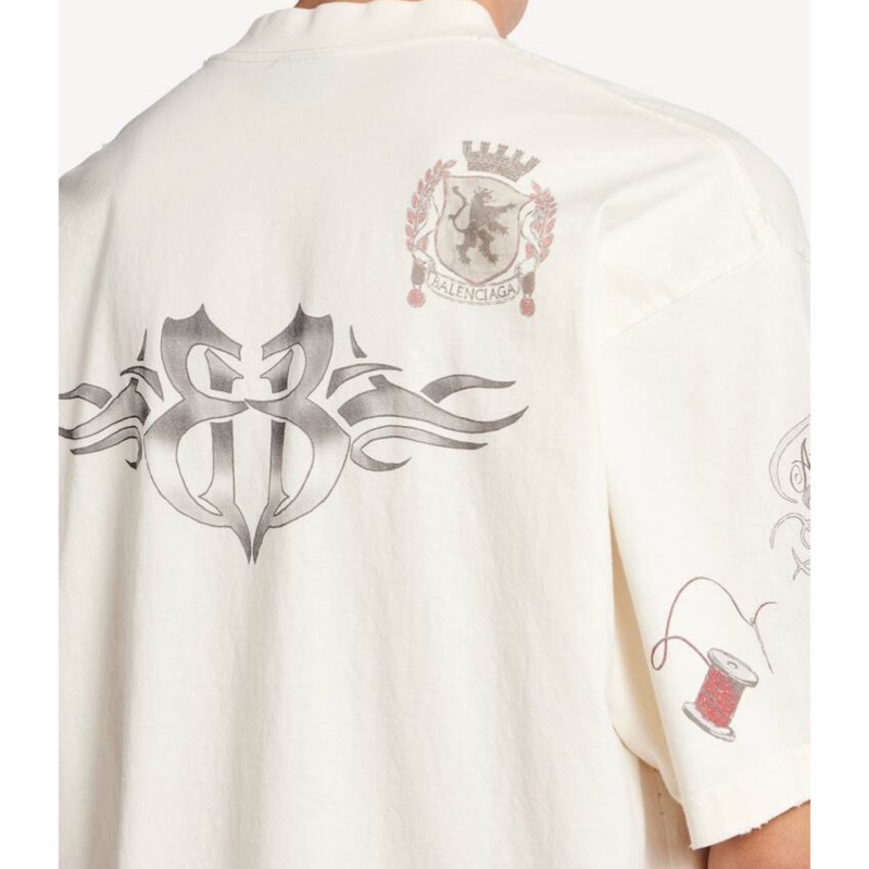 Balenciaga 男士 中號紋身圖案T恤XS S M L XL碼-2