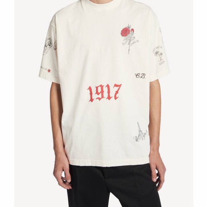 Balenciaga 男士 中號紋身圖案T恤XS S M L XL碼-4