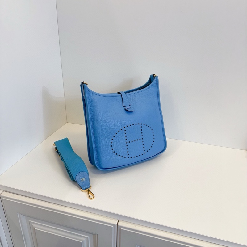 【98新🆕】Hermes糖果藍 金扣Evelyne 29 伊芙琳 單肩包-2