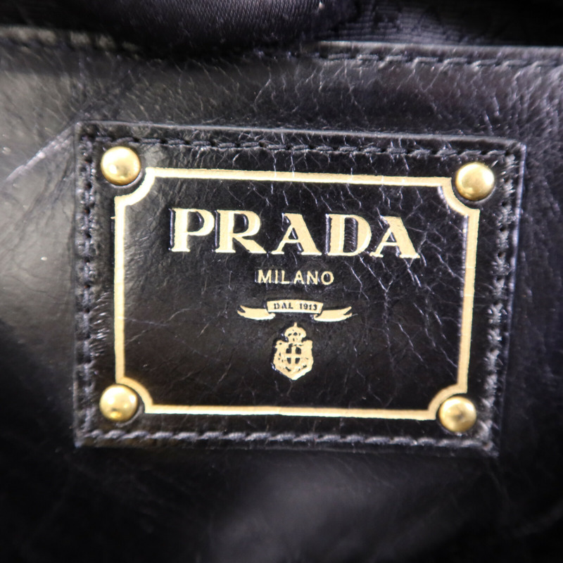 PRADA 牛皮皮革2way Shoulder金扣手挽肩背兩用袋-5