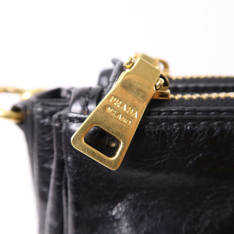 PRADA 牛皮皮革2way Shoulder金扣手挽肩背兩用袋-7