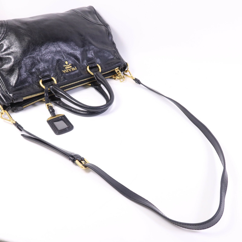 PRADA 牛皮皮革2way Shoulder金扣手挽肩背兩用袋-9