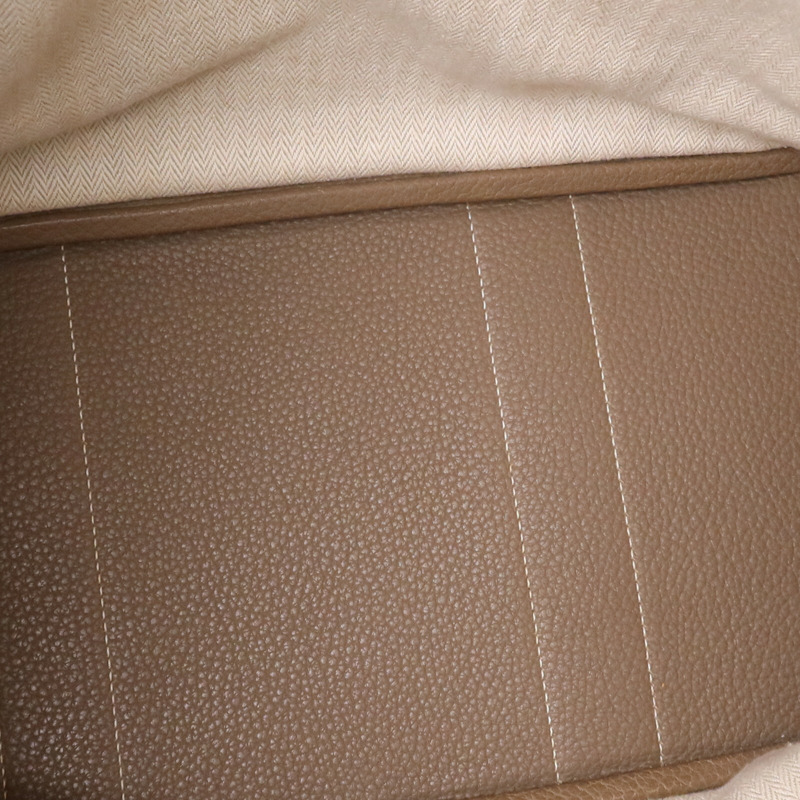 HERMES Clemence皮革GardenParty PM銀扣手挽袋Etoupe-4