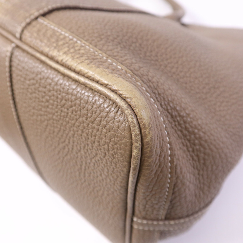 HERMES Clemence皮革GardenParty PM銀扣手挽袋Etoupe-11