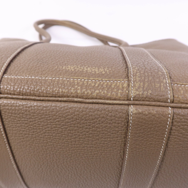 HERMES Clemence皮革GardenParty PM銀扣手挽袋Etoupe-14