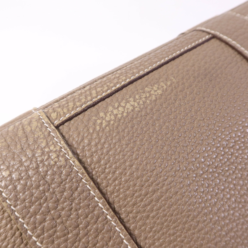 HERMES Clemence皮革GardenParty PM銀扣手挽袋Etoupe-15