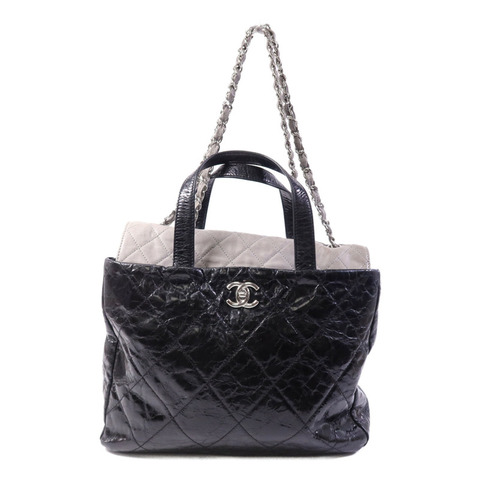 CHANEL 牛皮皮革Portobello Tote銀扣鏈帶肩背袋