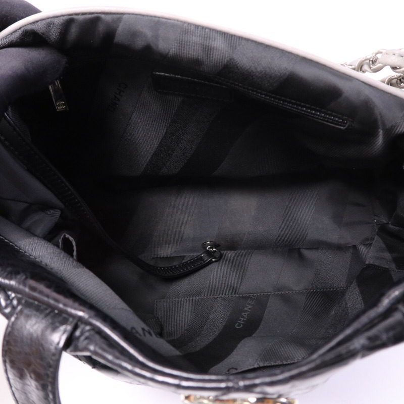 CHANEL 牛皮皮革Portobello Tote銀扣鏈帶肩背袋-4