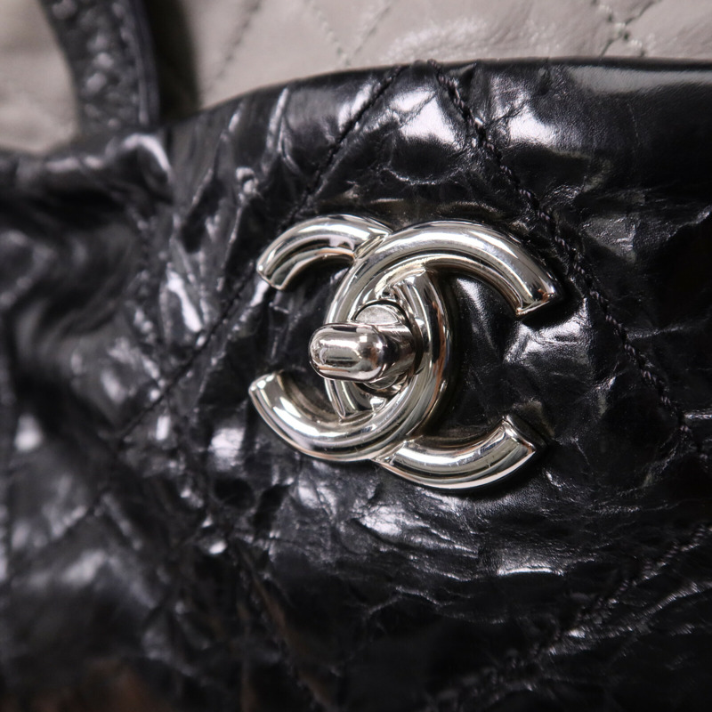 CHANEL 牛皮皮革Portobello Tote銀扣鏈帶肩背袋-6