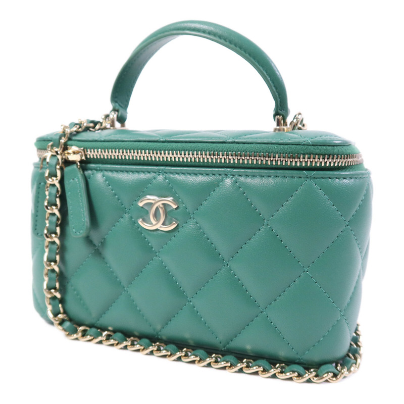 CHANEL 羊皮皮革Vanity Case金扣鏈帶肩背袋-2