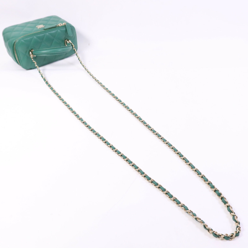 CHANEL 羊皮皮革Vanity Case金扣鏈帶肩背袋-8