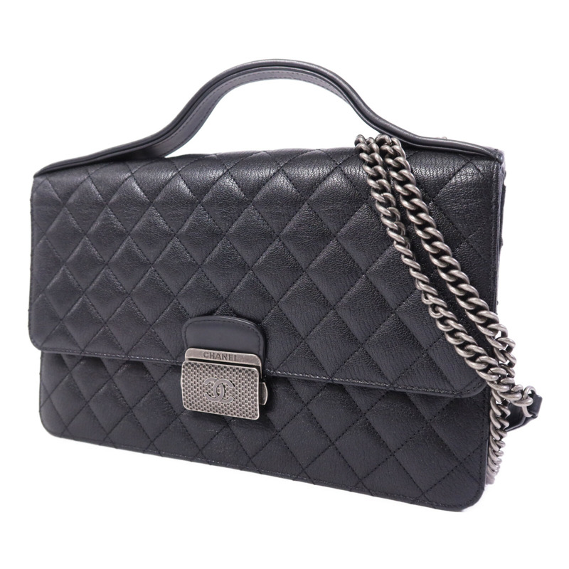 CHANEL 山羊皮皮革CC University Flap Bag鏈帶手挽肩背兩用袋-2