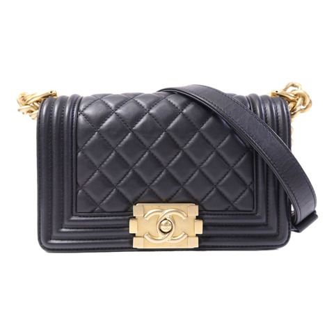 CHANEL 牛皮皮革Boy 20金扣鏈帶肩背袋