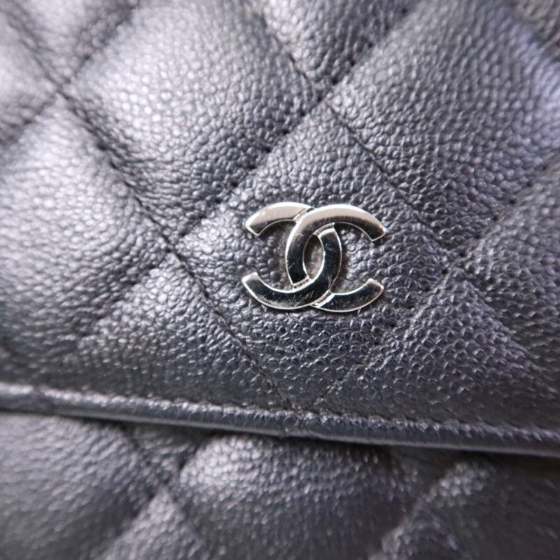 CHANEL 牛皮皮革WOC Wallet On Chain銀扣鏈帶肩背袋-6