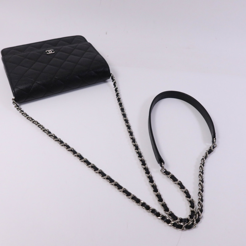 CHANEL 牛皮皮革WOC Wallet On Chain銀扣鏈帶肩背袋-8