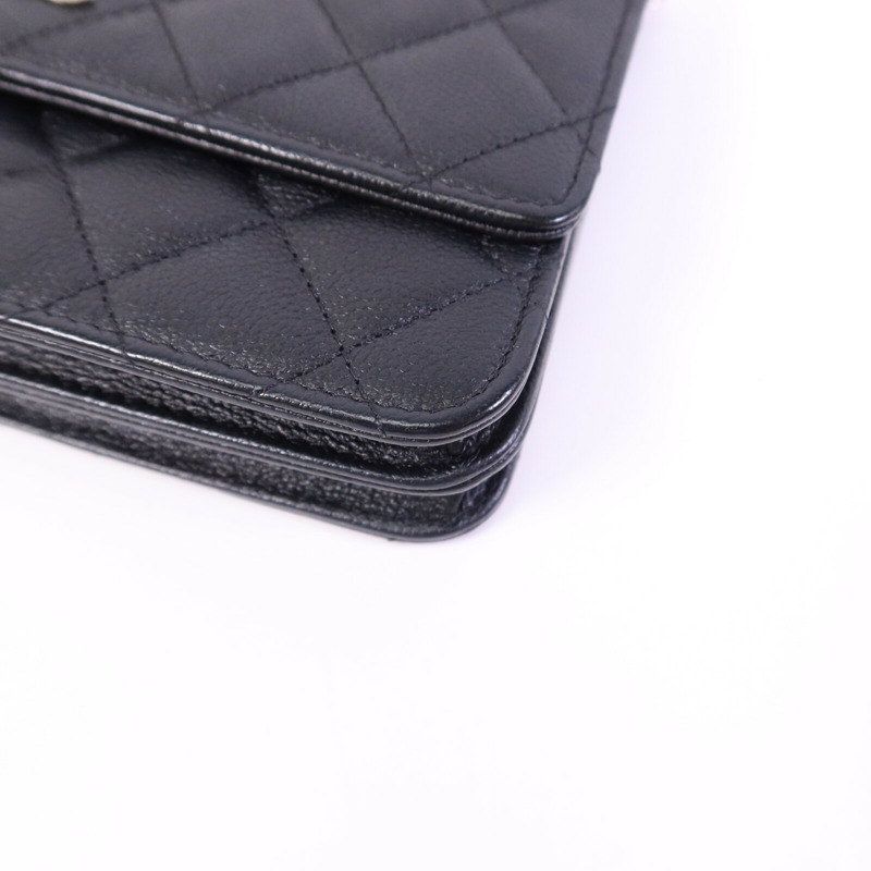 CHANEL 牛皮皮革WOC Wallet On Chain銀扣鏈帶肩背袋-10