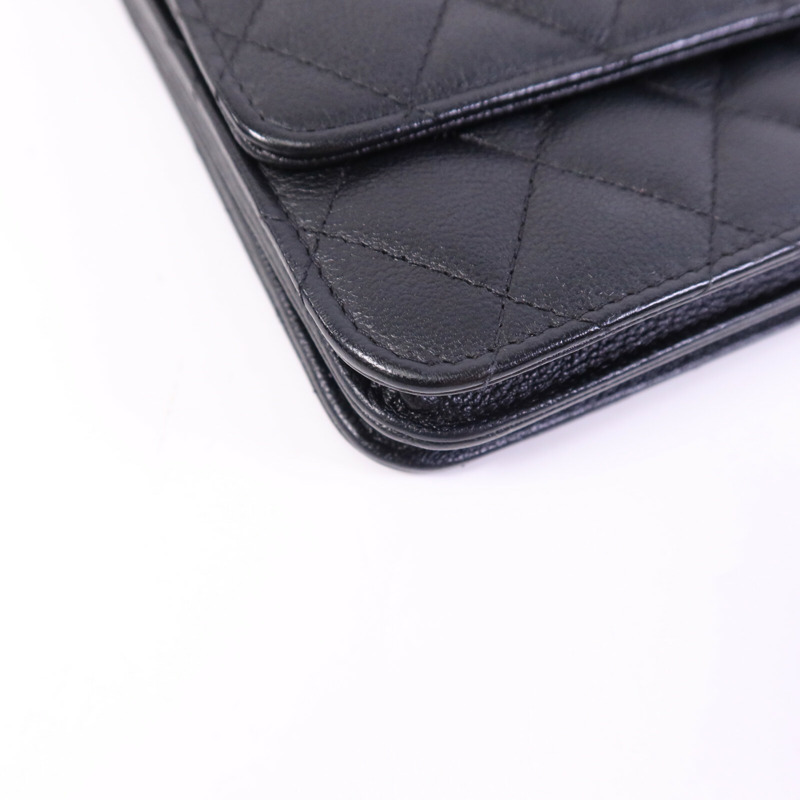 CHANEL 牛皮皮革WOC Wallet On Chain銀扣鏈帶肩背袋-11