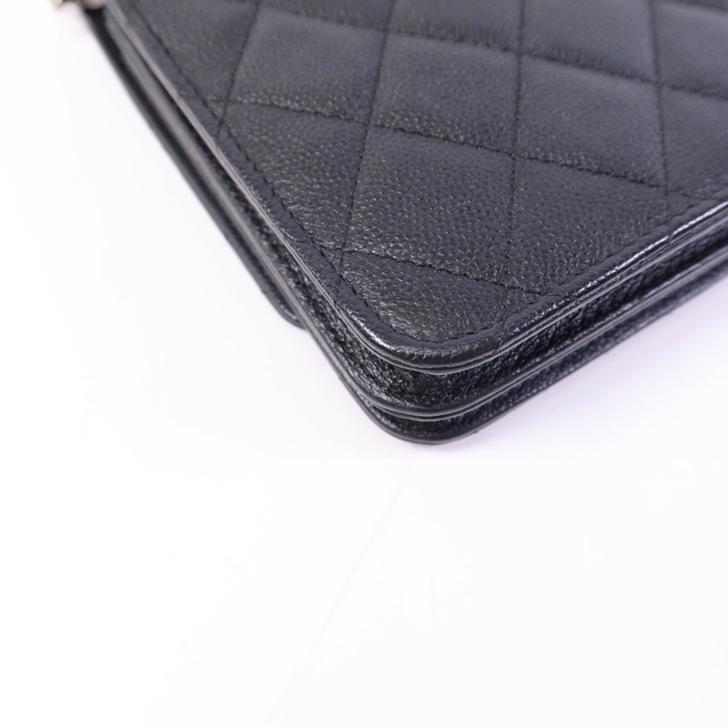 CHANEL 牛皮皮革WOC Wallet On Chain銀扣鏈帶肩背袋-13