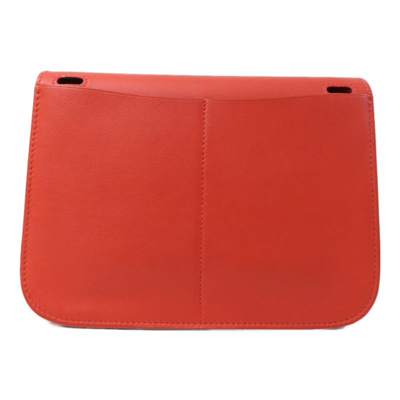 HERMES Swift皮革Halzan Mini銀扣肩背袋Rouge Tomate-1