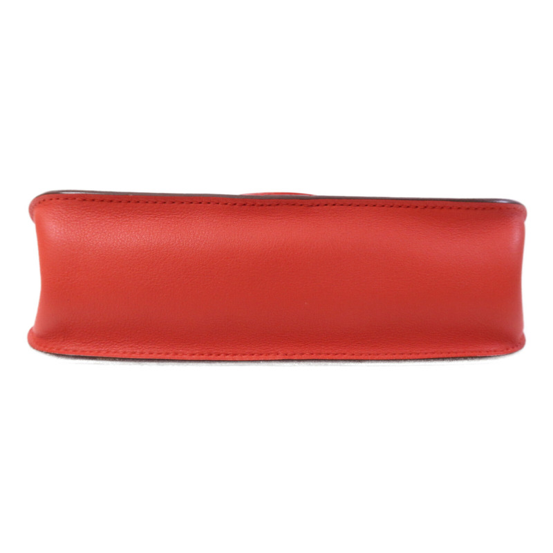 HERMES Swift皮革Halzan Mini銀扣肩背袋Rouge Tomate-3