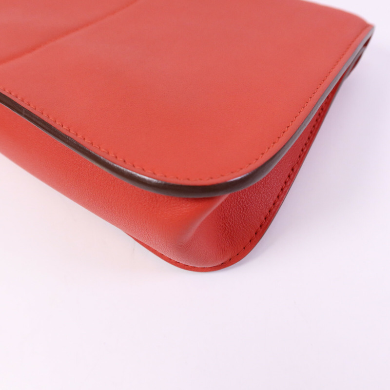HERMES Swift皮革Halzan Mini銀扣肩背袋Rouge Tomate-12