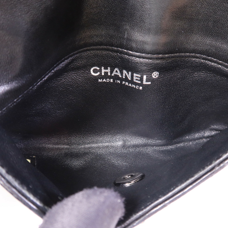 CHANEL 羊皮皮革Chain Shoulder銀扣鏈帶肩背袋-4