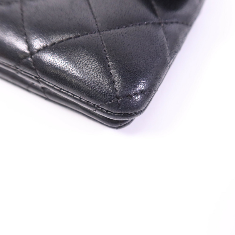 CHANEL 羊皮皮革Chain Shoulder銀扣鏈帶肩背袋-10