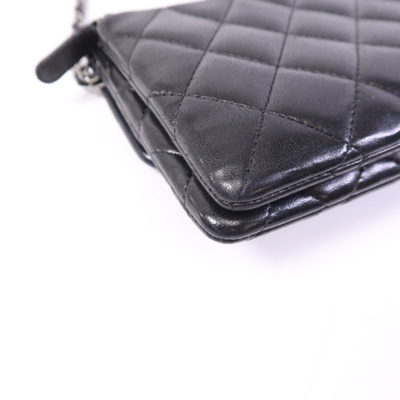 CHANEL 羊皮皮革Chain Shoulder銀扣鏈帶肩背袋-13