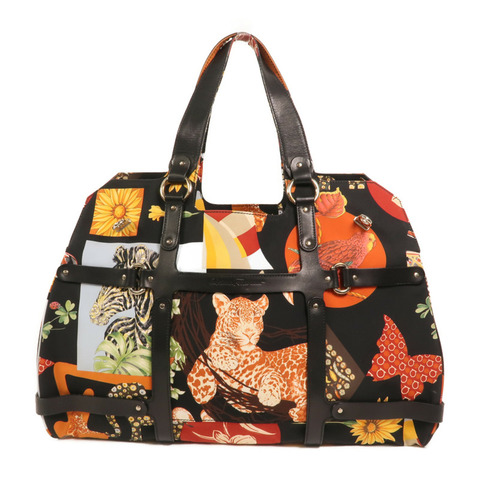 Salvatore Ferragamo 尼龍/牛皮皮革Tote Bag銀扣手挽袋