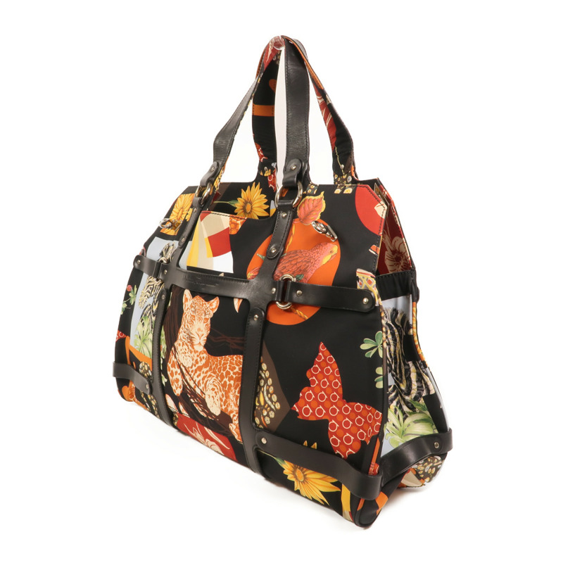 Salvatore Ferragamo 尼龍/牛皮皮革Tote Bag銀扣手挽袋-2