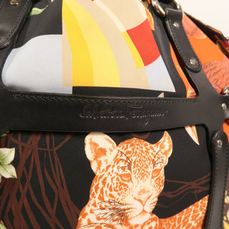 Salvatore Ferragamo 尼龍/牛皮皮革Tote Bag銀扣手挽袋-5