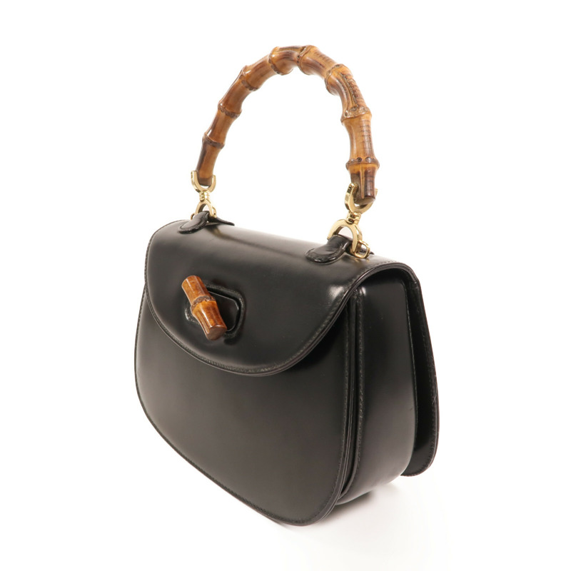 GUCCI 牛皮皮革Vintage Bamboo Bag金扣手挽肩背兩用袋-2