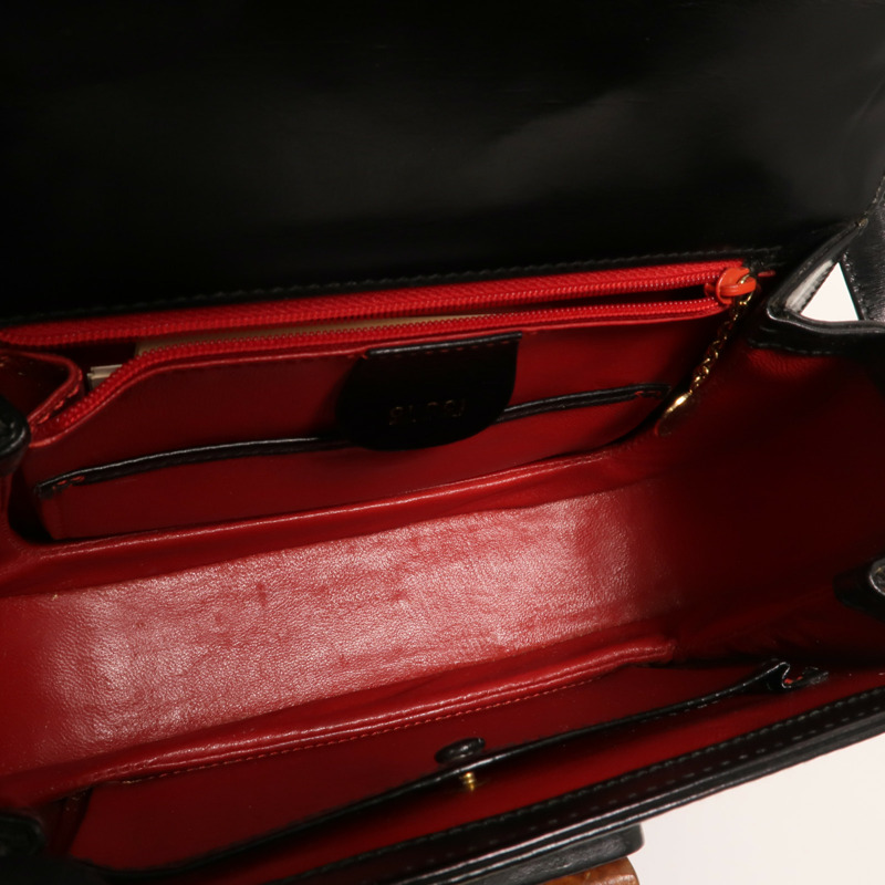 GUCCI 牛皮皮革Vintage Bamboo Bag金扣手挽肩背兩用袋-4