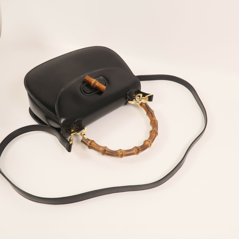 GUCCI 牛皮皮革Vintage Bamboo Bag金扣手挽肩背兩用袋-8
