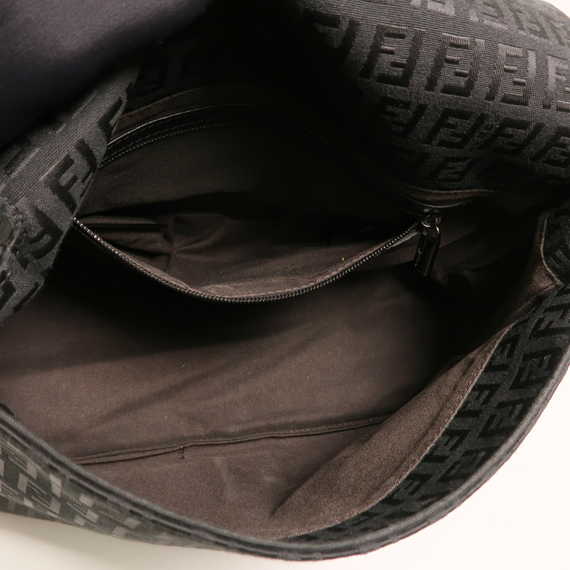FENDI Zucchino Canvas Mamma Baguette銀扣肩背袋-4