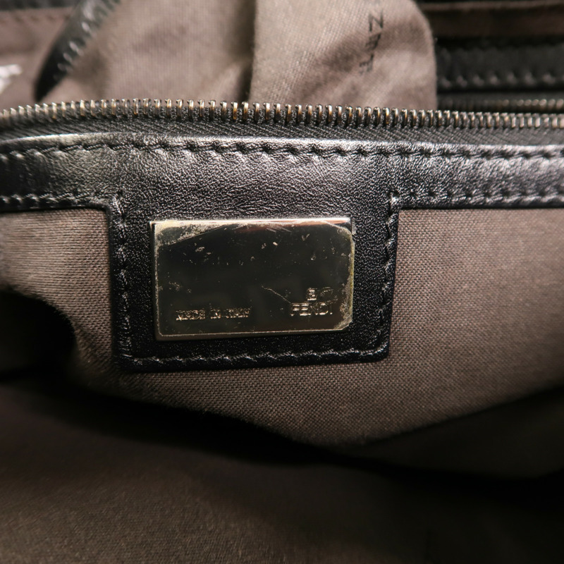 FENDI Zucchino Canvas Mamma Baguette銀扣肩背袋-5