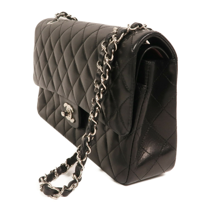 CHANEL 羊皮皮革Classic 25銀扣鏈帶肩背袋-2