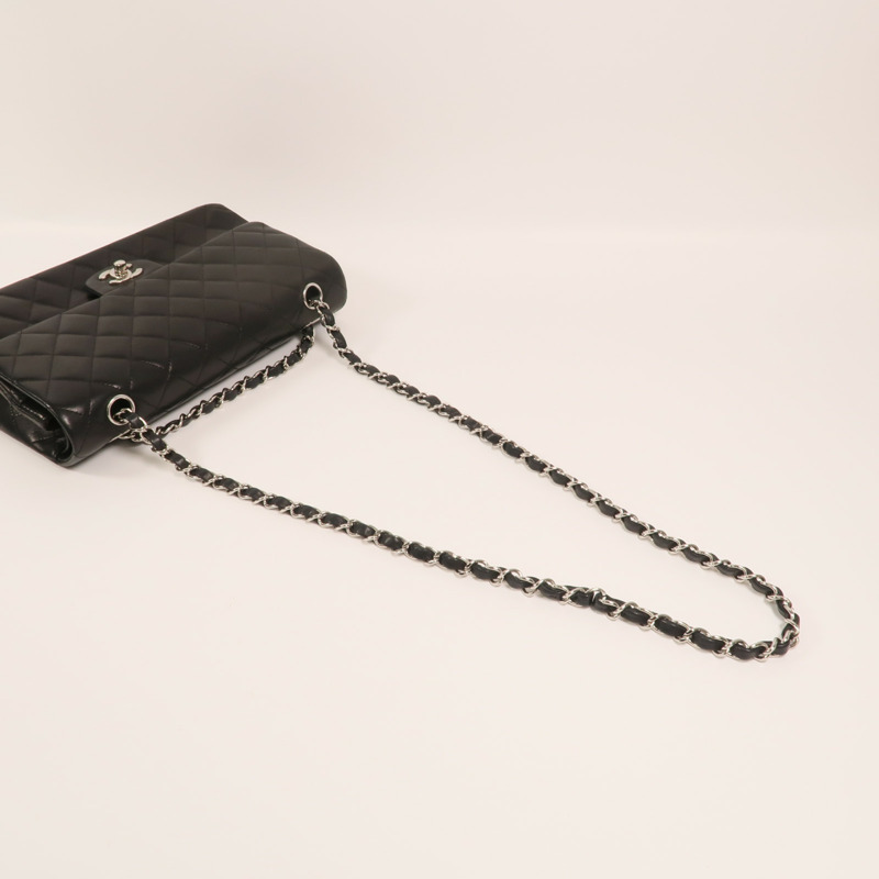 CHANEL 羊皮皮革Classic 25銀扣鏈帶肩背袋-8