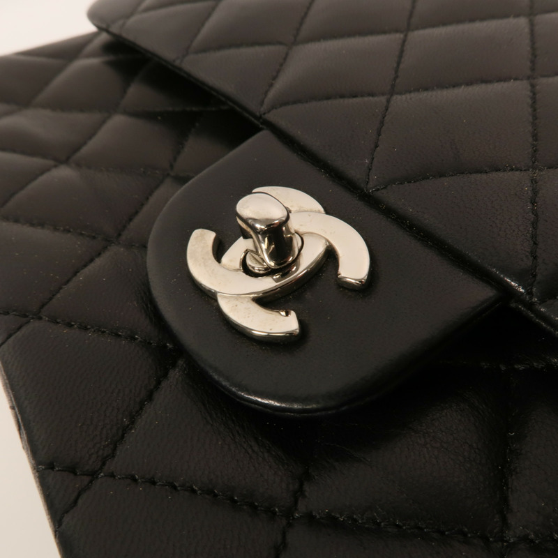 CHANEL 羊皮皮革Classic 25銀扣鏈帶肩背袋-10