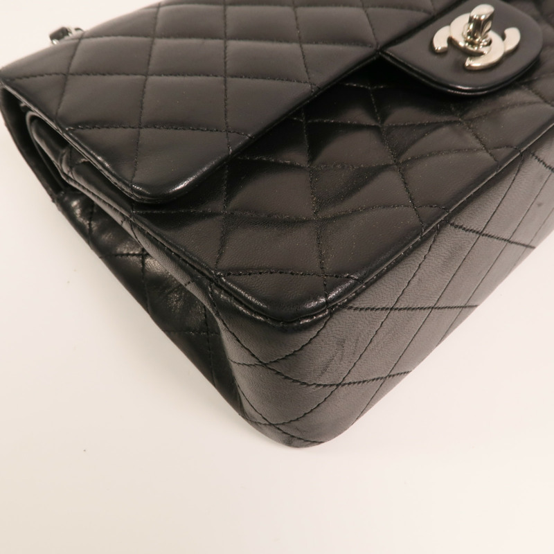 CHANEL 羊皮皮革Classic 25銀扣鏈帶肩背袋-13