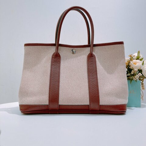 TW4753 Hermes  愛馬仕 愛馬仕紅拼帆布花園包 Party 30 Rouge H Canvas