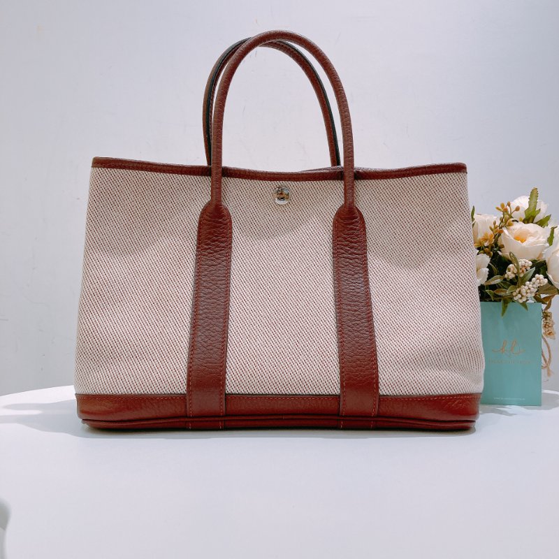 TW4753 Hermes  愛馬仕 愛馬仕紅拼帆布花園包 Party 30 Rouge H Canvas-2