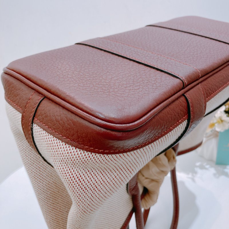 TW4753 Hermes  愛馬仕 愛馬仕紅拼帆布花園包 Party 30 Rouge H Canvas-6